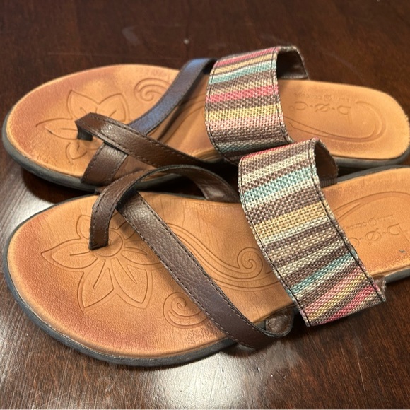 b.o.c. Brown Sandals with Striped Fabric Straps - Picture 1 of 4
